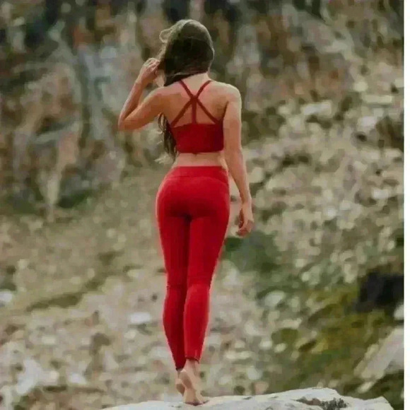 Albion Go Long Bright Red Athletic Gym Workout Leggings Women’s Size X-Small - Picture 2 of 7